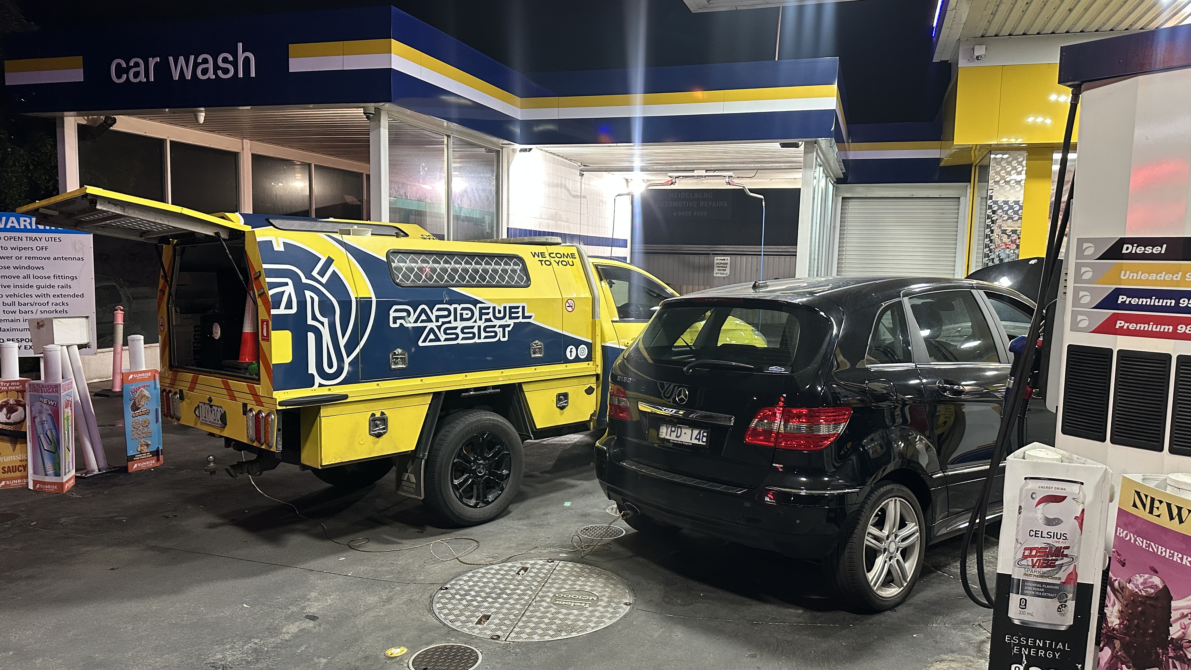 Rapid Fuel Assist on-site at a Melbourne servo, draining wrong fuel at the bowser